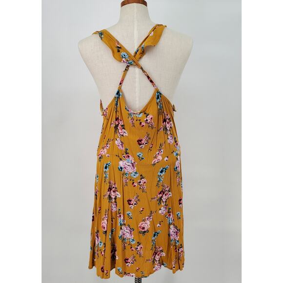 Rewind Floral Mini Dress Gold Metal Womens XXL New - Picture 2 of 7